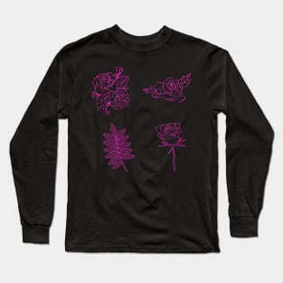 Three Roses Sticker Set Long Sleeve T-Shirt